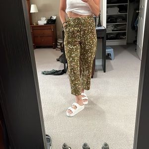 saltwater LUXE Olive Green Floral Cropped Pants